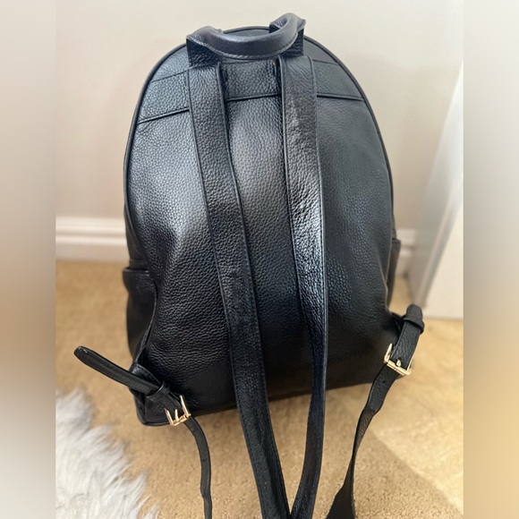 Michael Kors Large Abbey Pebbled Leather Backpack Black with gold hardware - Picture 8 of 14